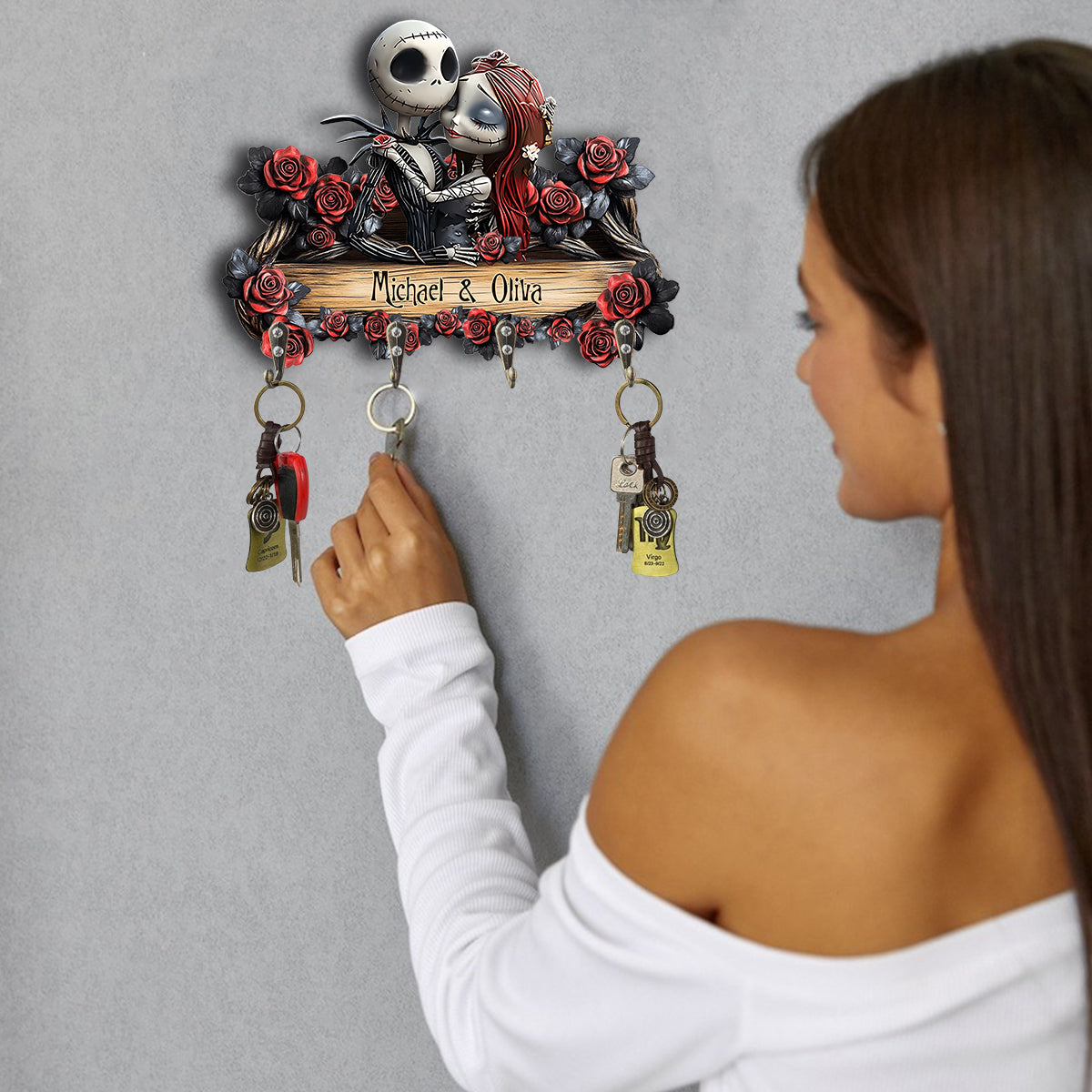 You & Me Sweet Home - Personalized Nightmare Custom Shaped Key Rack