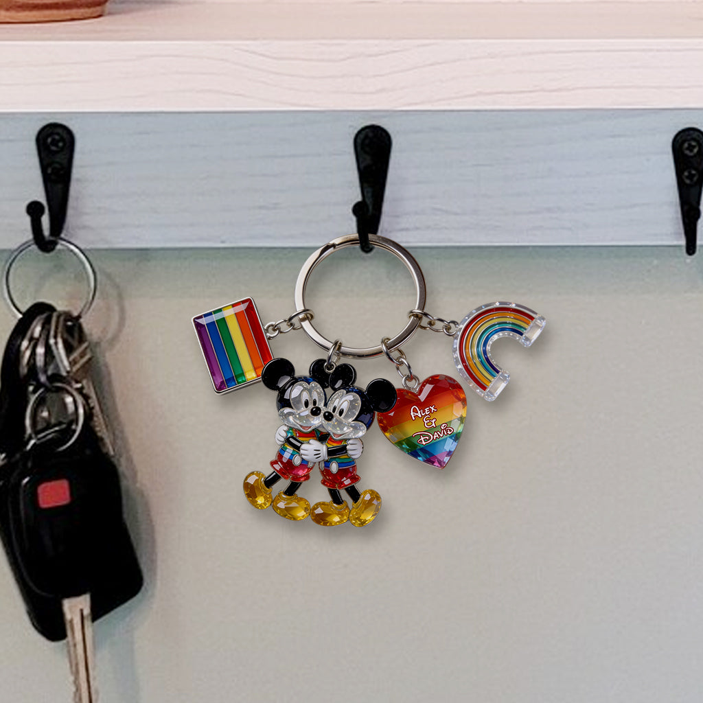 Love Is Love Gift For Couple - Personalized LGBT Support Premium Keychain With Charms
