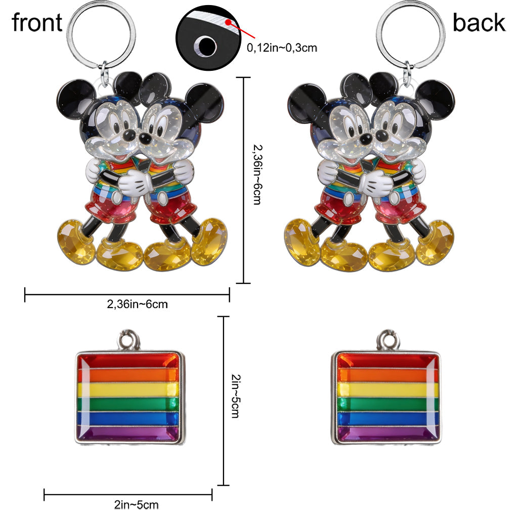 Love Is Love Gift For Couple - Personalized LGBT Support Premium Keychain With Charms
