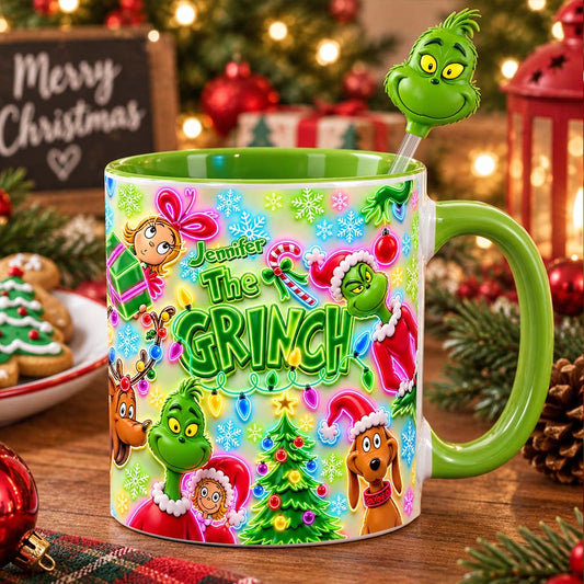 Merry Greenmas - Personalized Stole Christmas Set Accent Mug with Acrylic Stirrers