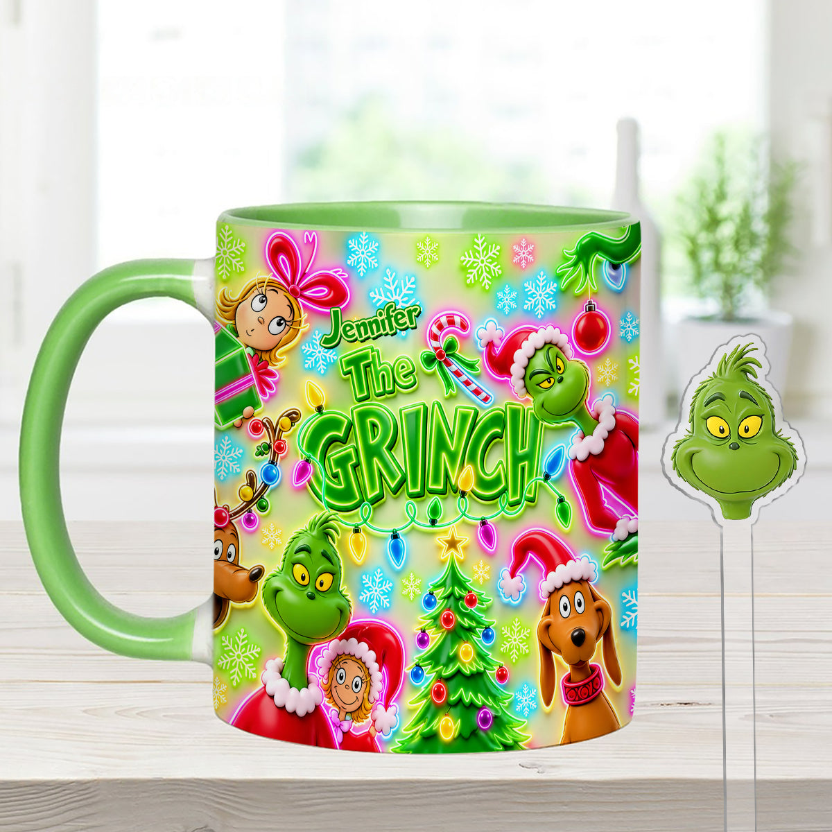 Merry Greenmas - Personalized Stole Christmas Set Accent Mug with Acrylic Stirrers