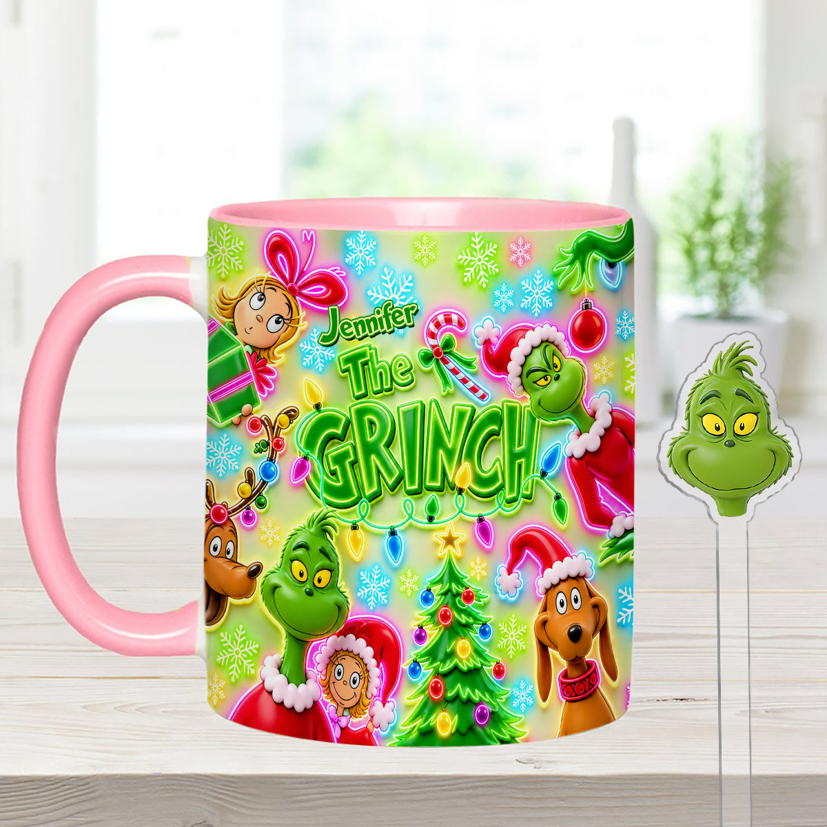 Merry Greenmas - Personalized Stole Christmas Set Accent Mug with Acrylic Stirrers