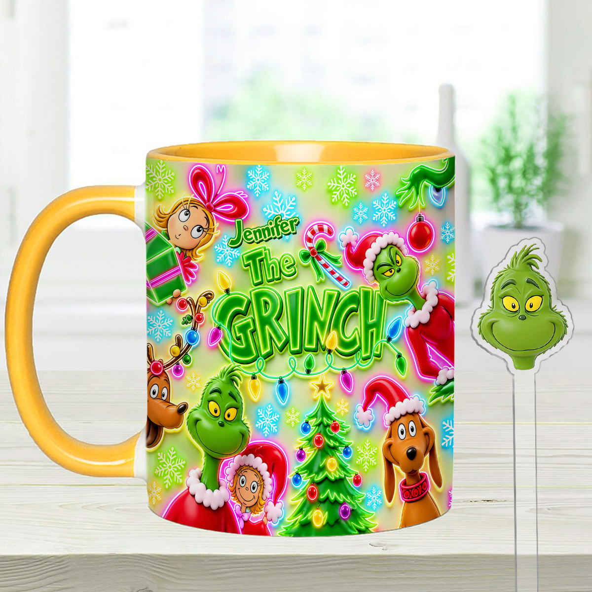 Merry Greenmas - Personalized Stole Christmas Set Accent Mug with Acrylic Stirrers