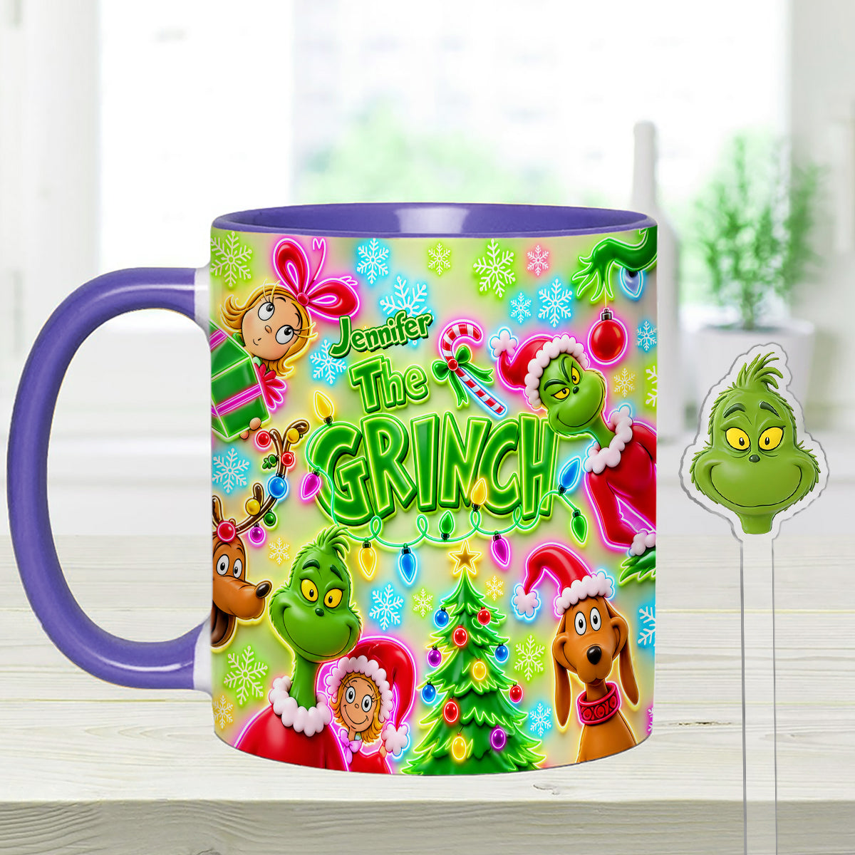Merry Greenmas - Personalized Stole Christmas Set Accent Mug with Acrylic Stirrers