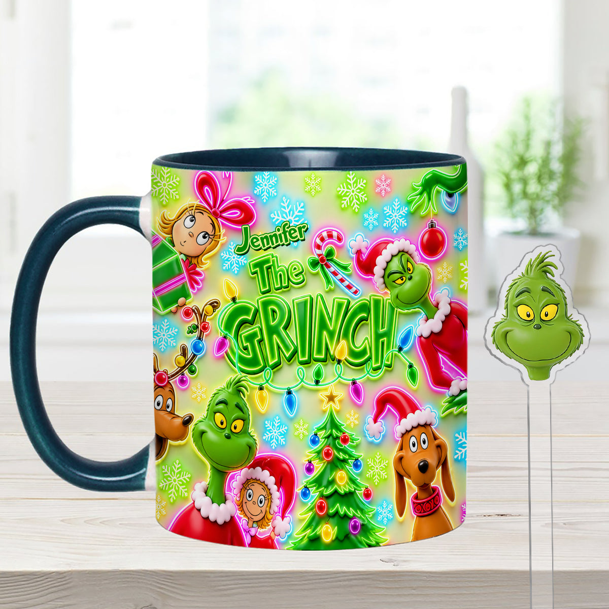 Merry Greenmas - Personalized Stole Christmas Set Accent Mug with Acrylic Stirrers