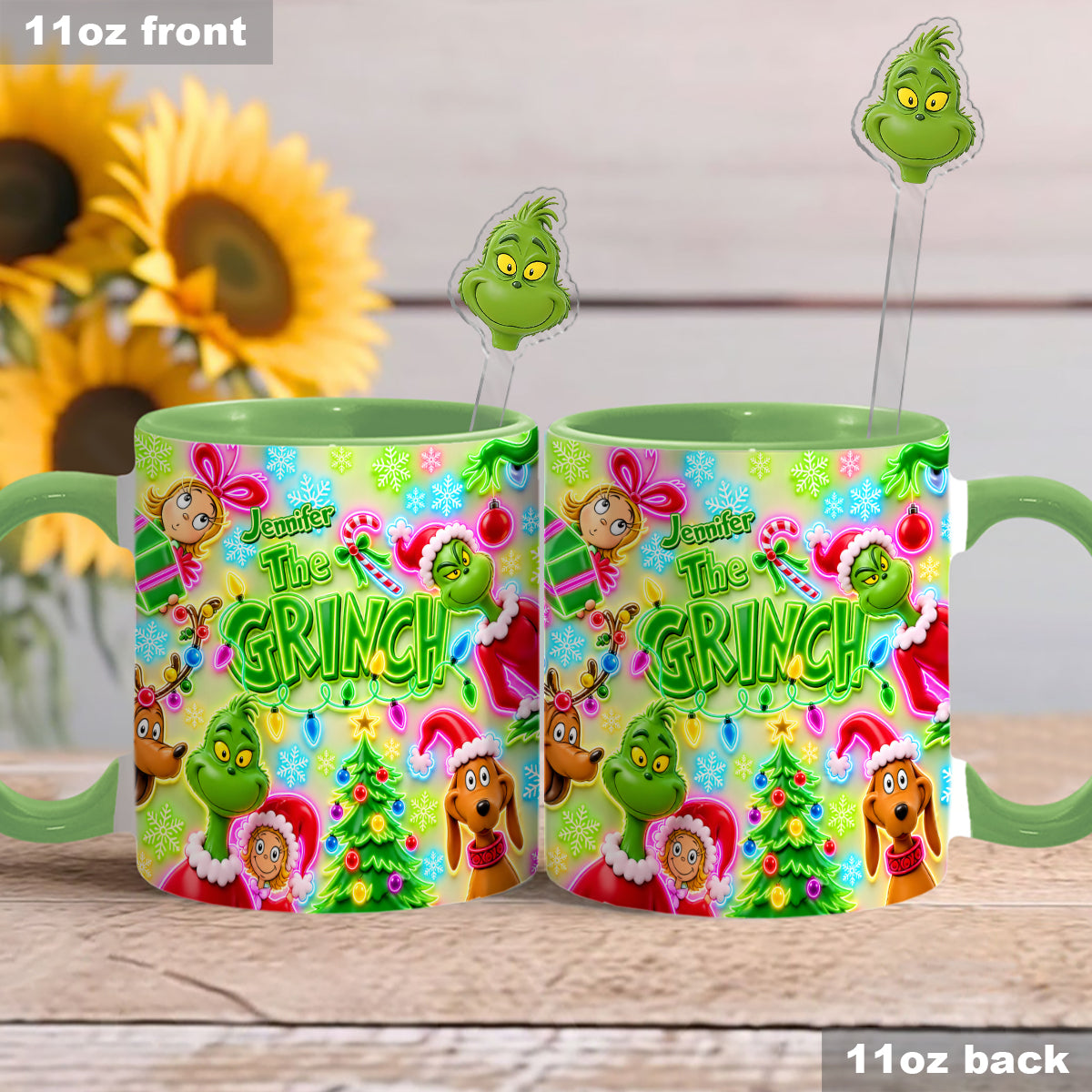 Merry Greenmas - Personalized Stole Christmas Set Accent Mug with Acrylic Stirrers