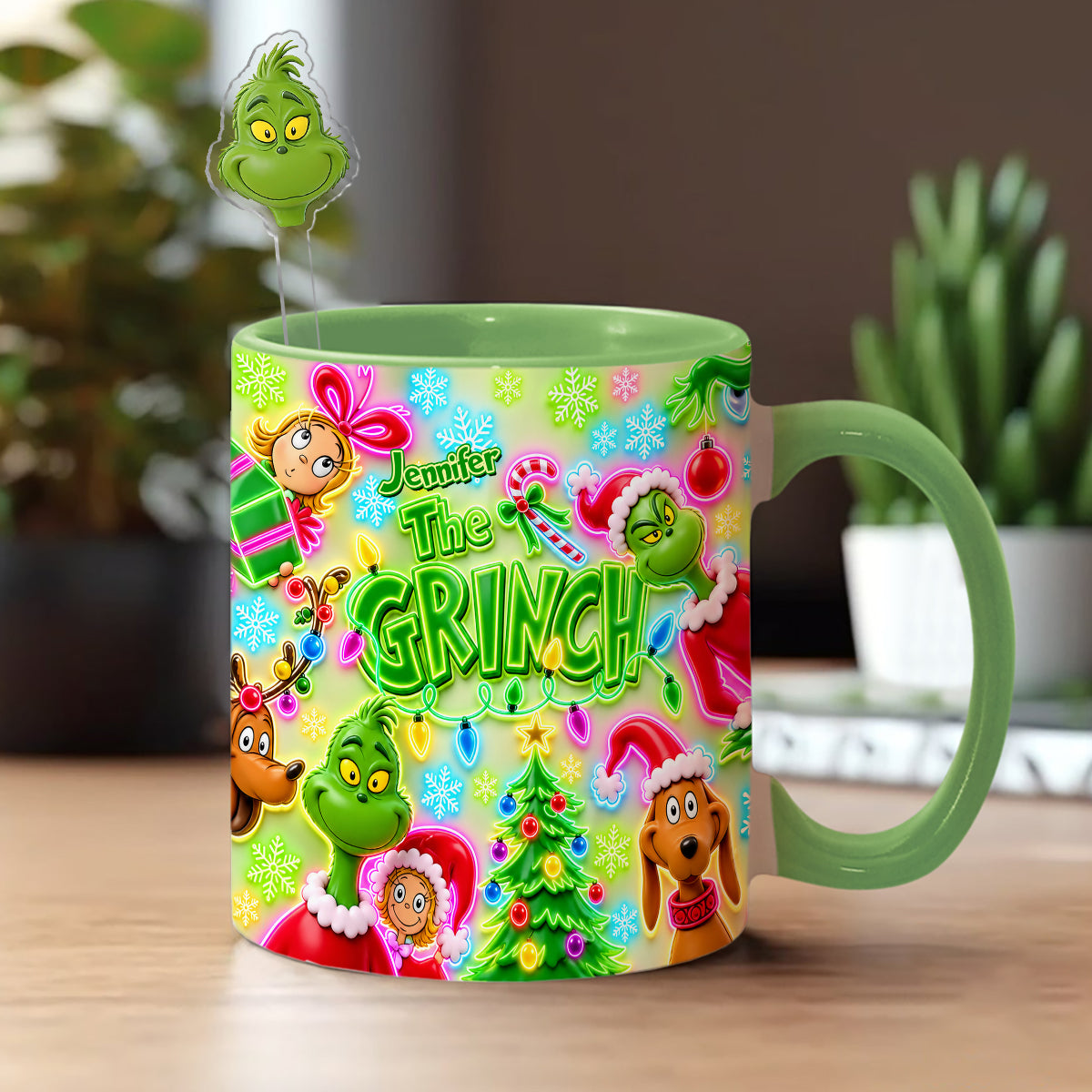 Merry Greenmas - Personalized Stole Christmas Set Accent Mug with Acrylic Stirrers
