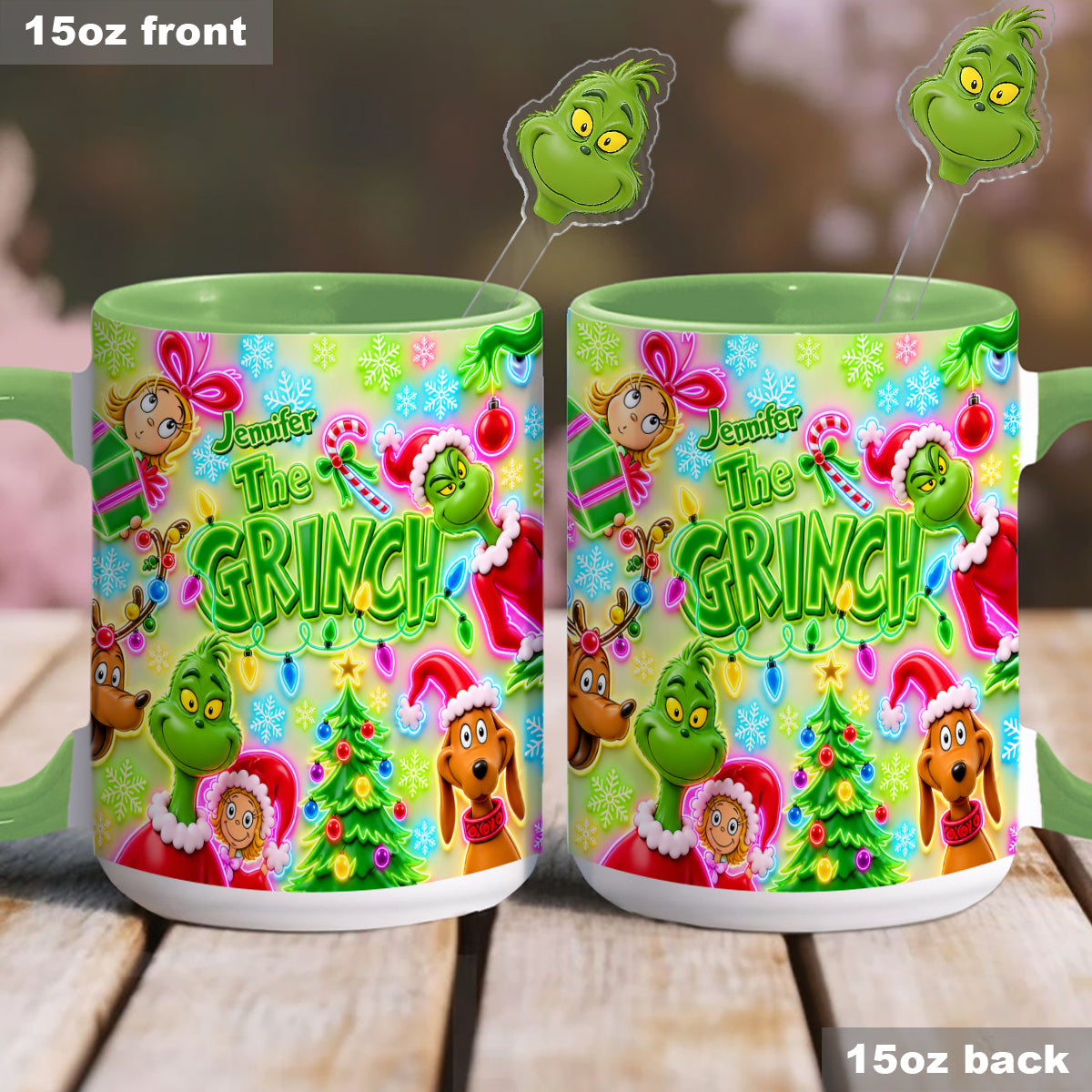 Merry Greenmas - Personalized Stole Christmas Set Accent Mug with Acrylic Stirrers