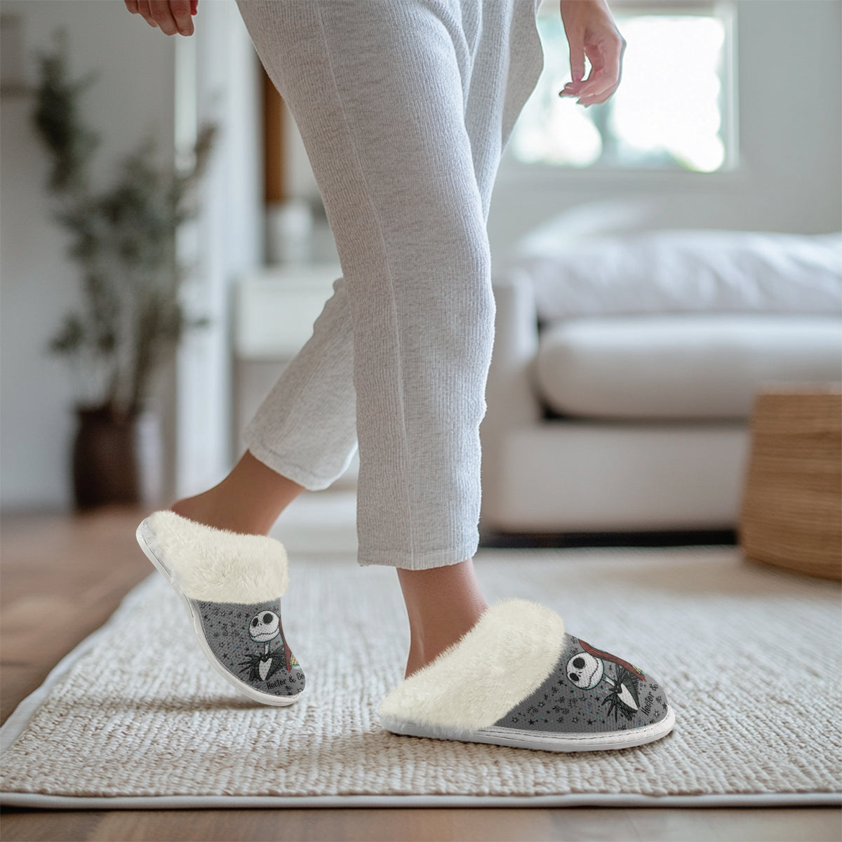 Till Death Do Us Part - Personalized Nightmare Slippers With Fur Lining