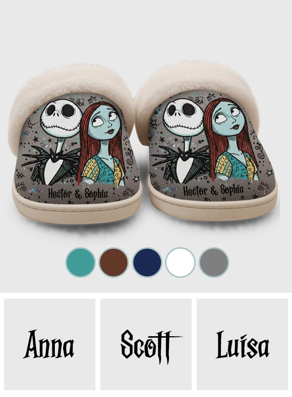 Till Death Do Us Part - Personalized Nightmare Slippers With Fur Lining