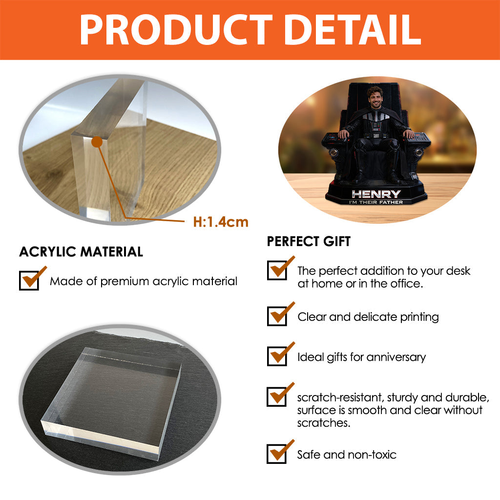 Custom Any Photo Best Dad/Grandpa In The Galaxy - Personalized The Force Custom Shaped Acrylic Plaque