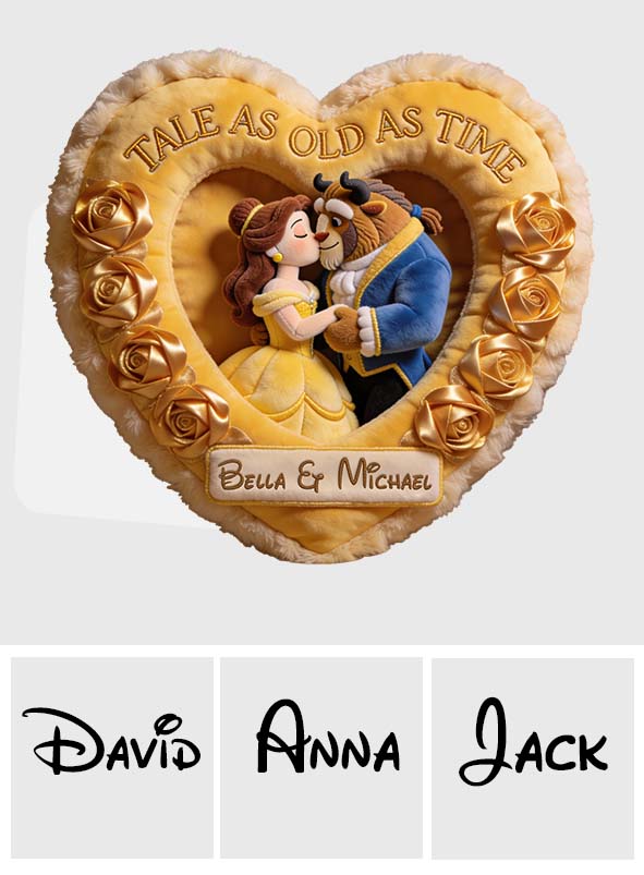 Tale As Old As Time - Personalized Beauty And The Beast Faux Fur Shaped Pillow