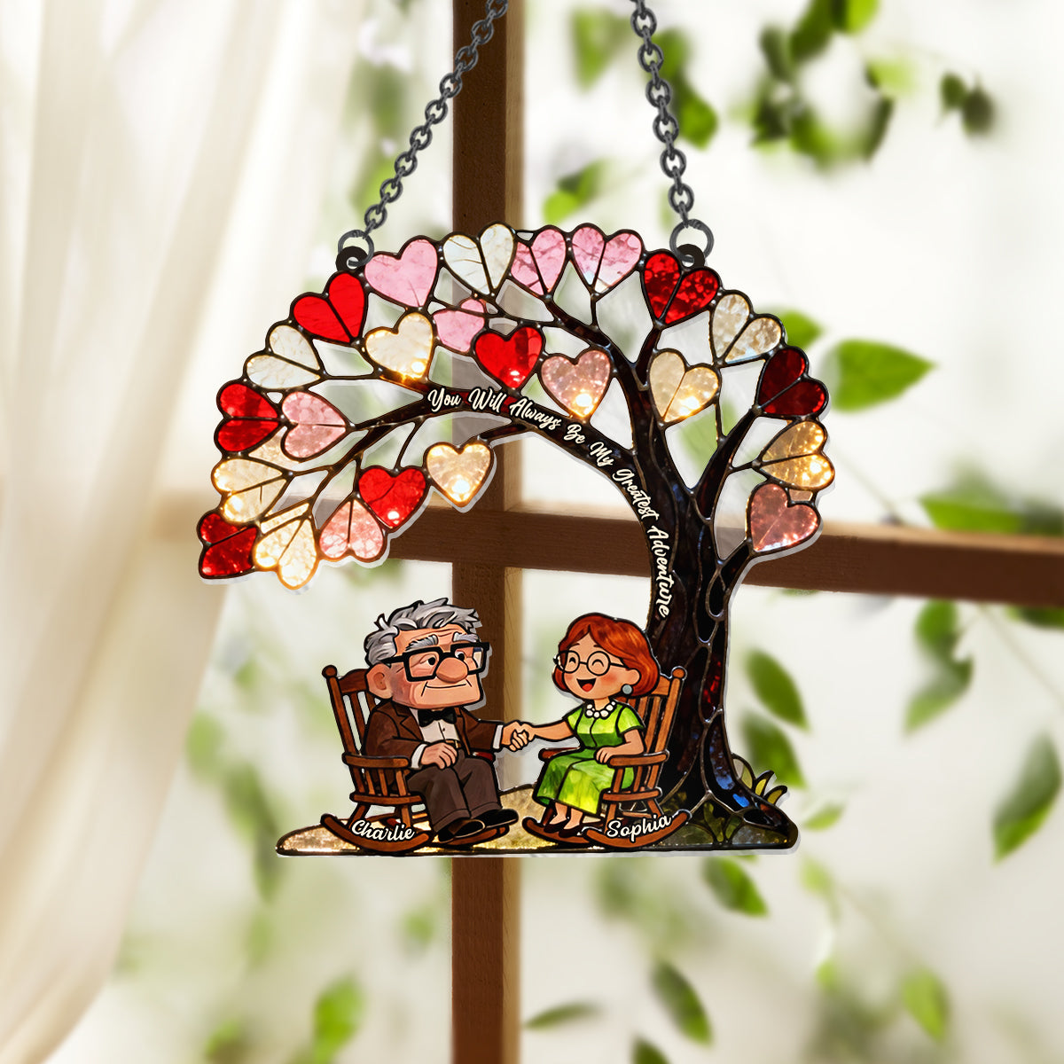 You Are My Greatest Adventure - Personalized Mouse Window Hanging Suncatcher Ornament