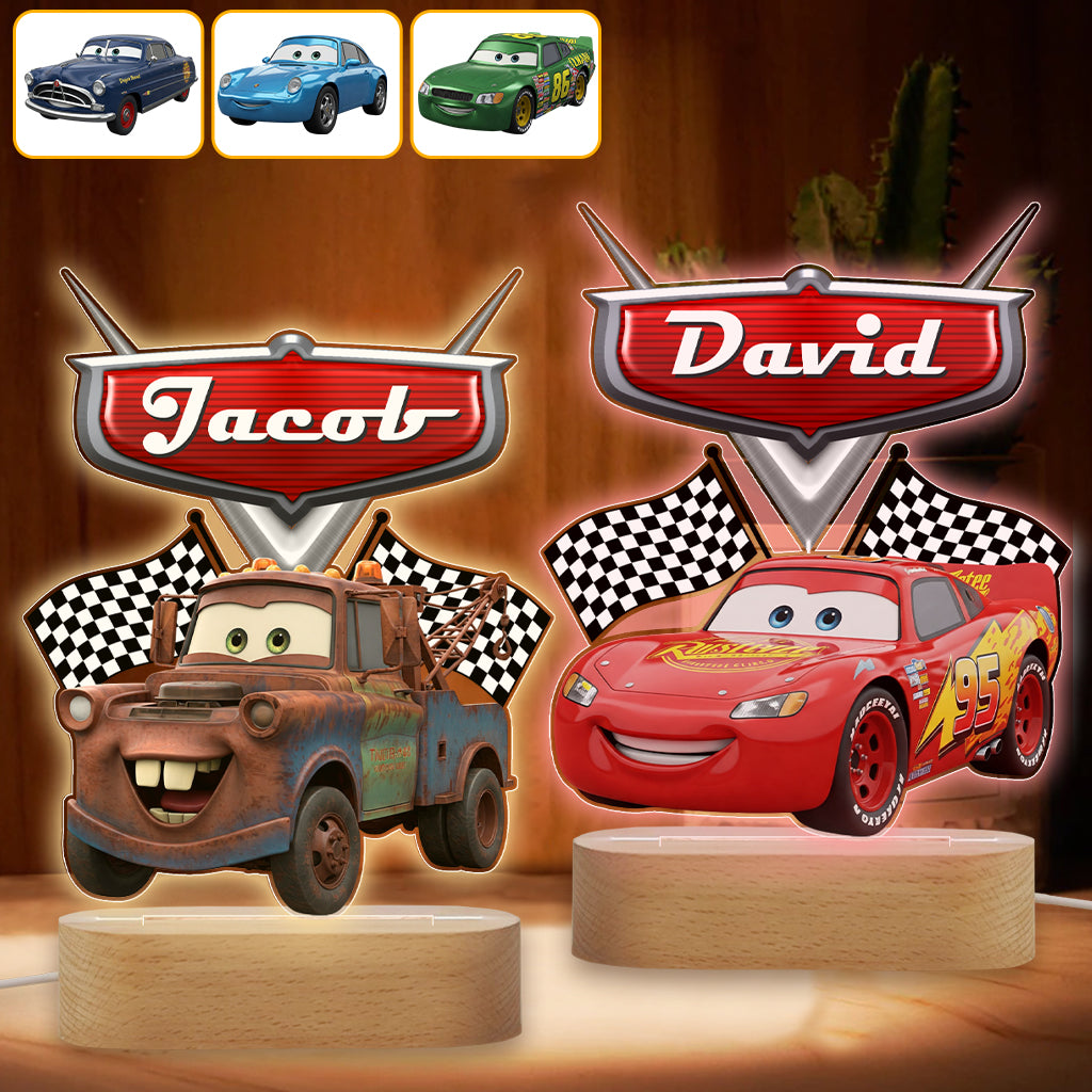 Faster Than Fast - Personalized Cars Shaped Plaque Light Base