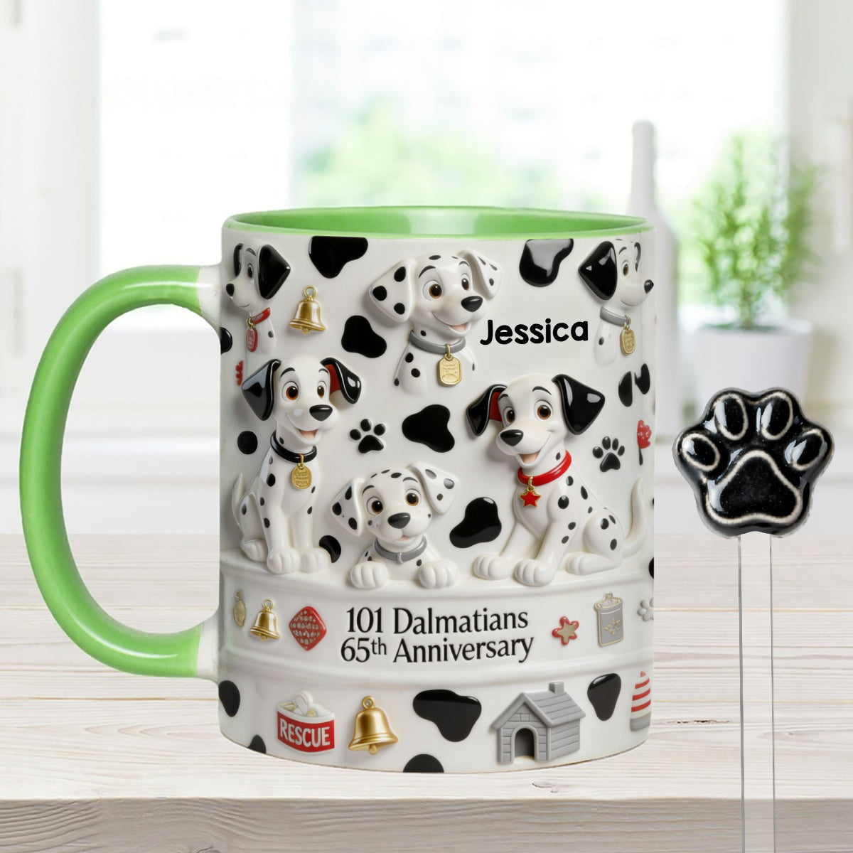 65th Anniversary - Personalized Mouse Set Accent Mug with Acrylic Stirrers