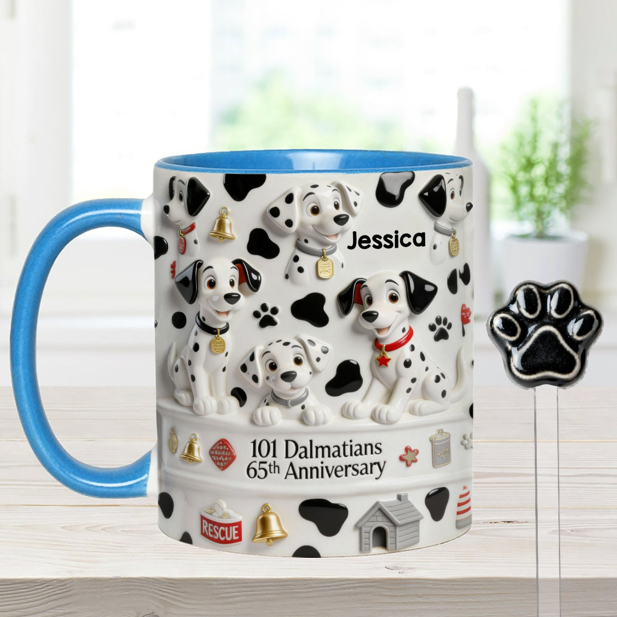 65th Anniversary - Personalized Mouse Set Accent Mug with Acrylic Stirrers