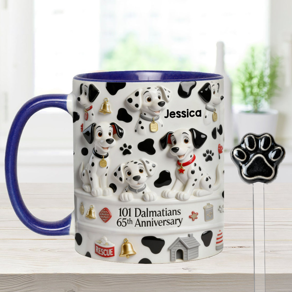 65th Anniversary - Personalized Mouse Set Accent Mug with Acrylic Stirrers