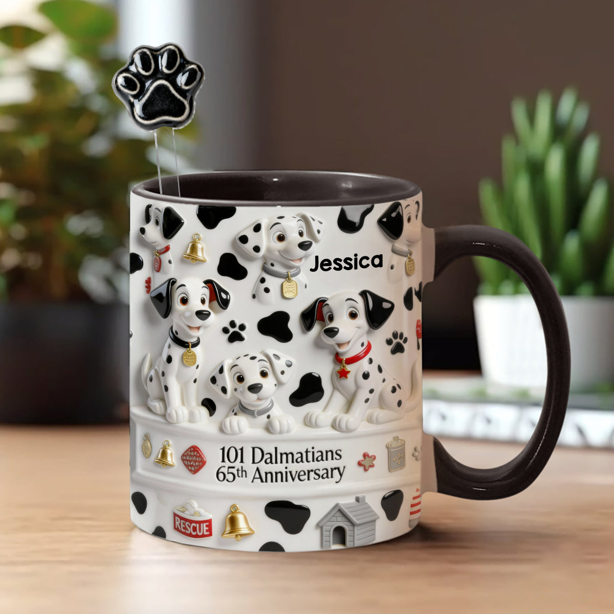 65th Anniversary - Personalized Mouse Set Accent Mug with Acrylic Stirrers