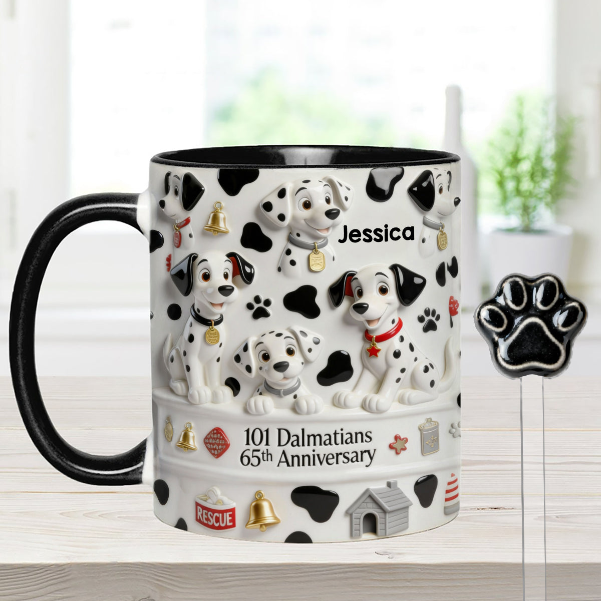 65th Anniversary - Personalized Mouse Set Accent Mug with Acrylic Stirrers