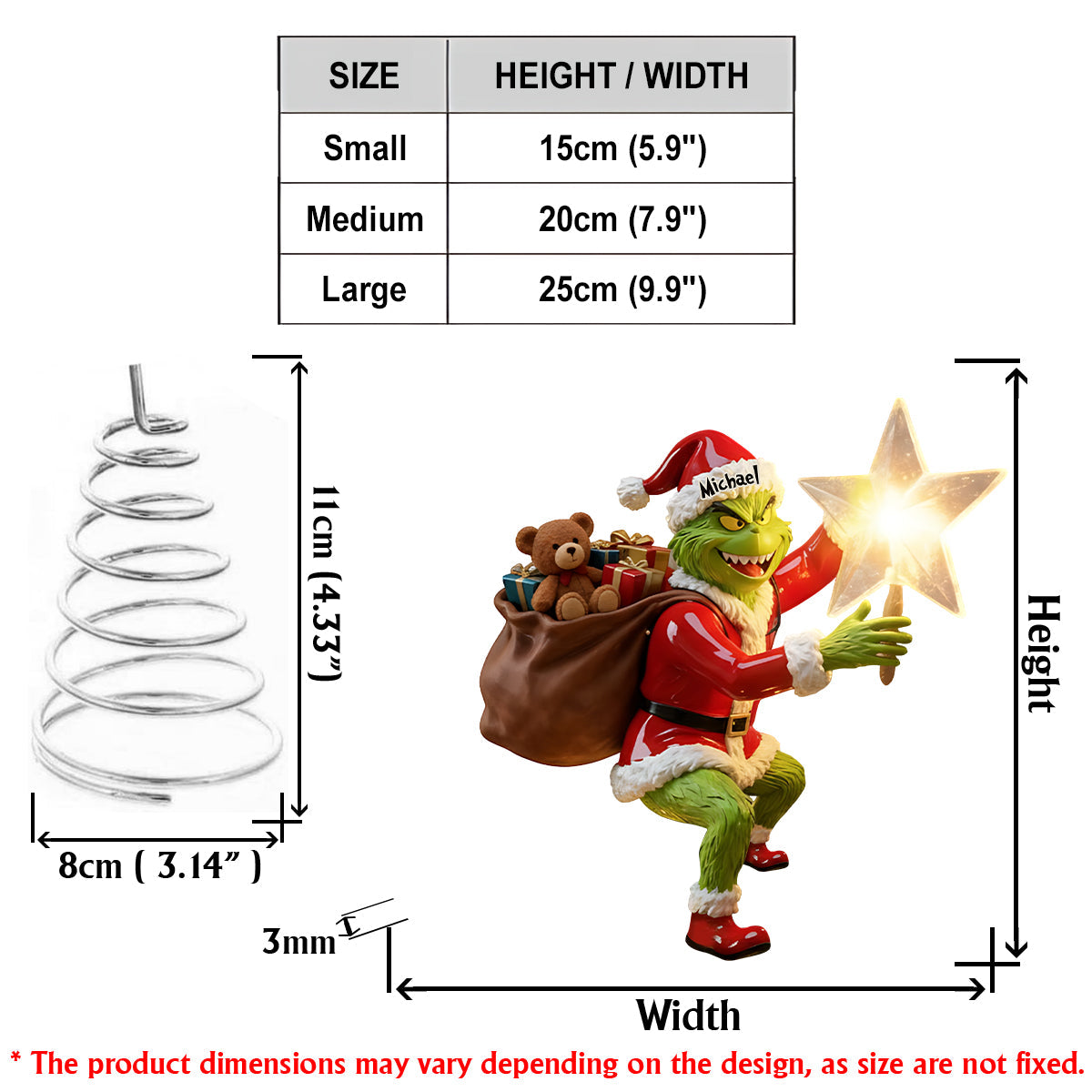 Merry Grinchmas - Personalized Stole Christmas LED Light Tree Topper
