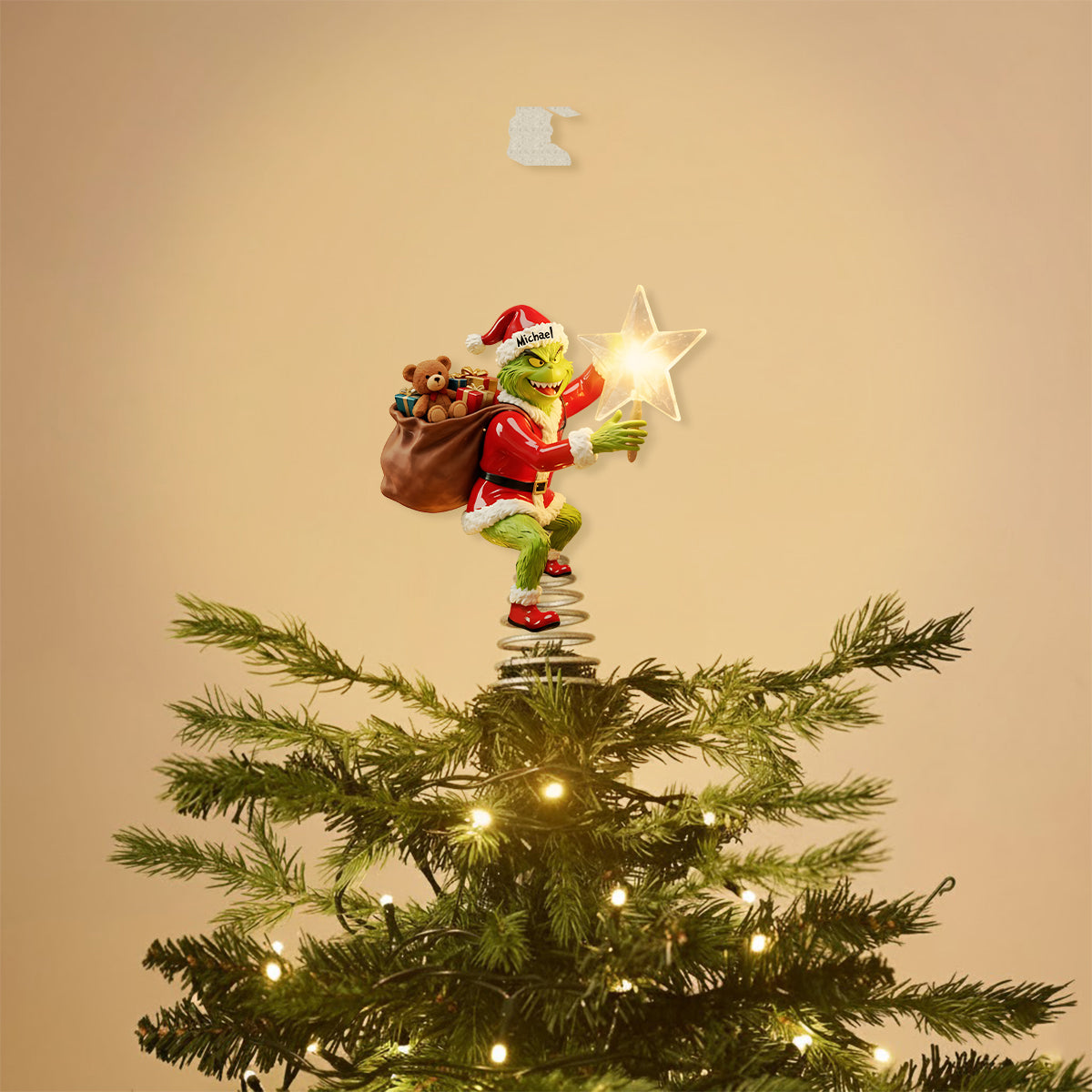 Merry Grinchmas - Personalized Stole Christmas LED Light Tree Topper