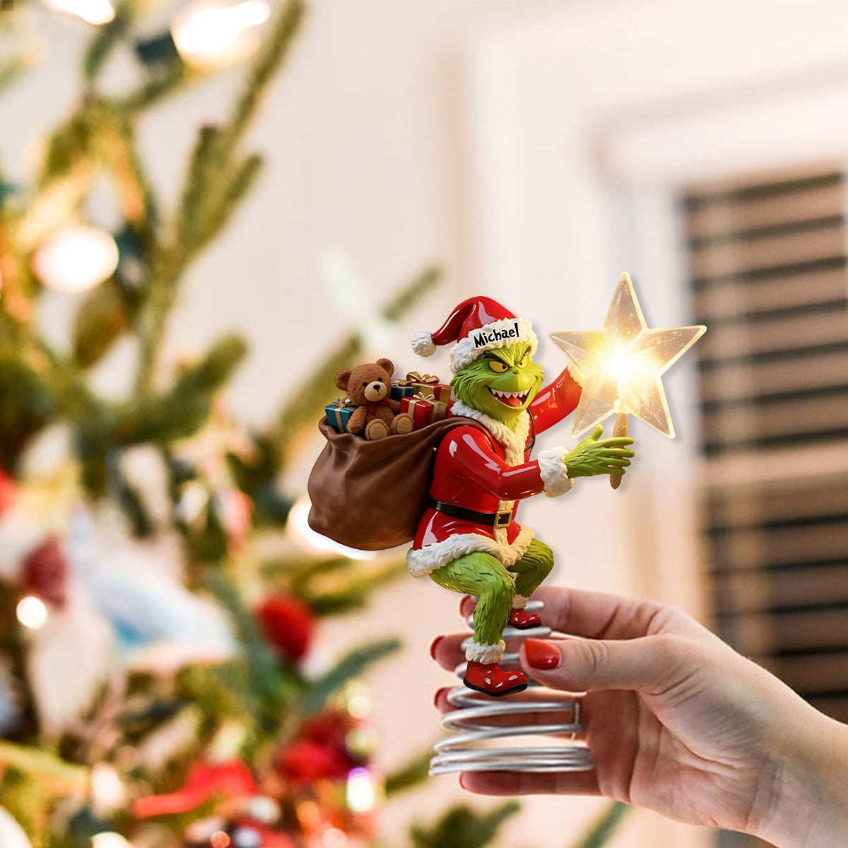 Merry Grinchmas - Personalized Stole Christmas LED Light Tree Topper