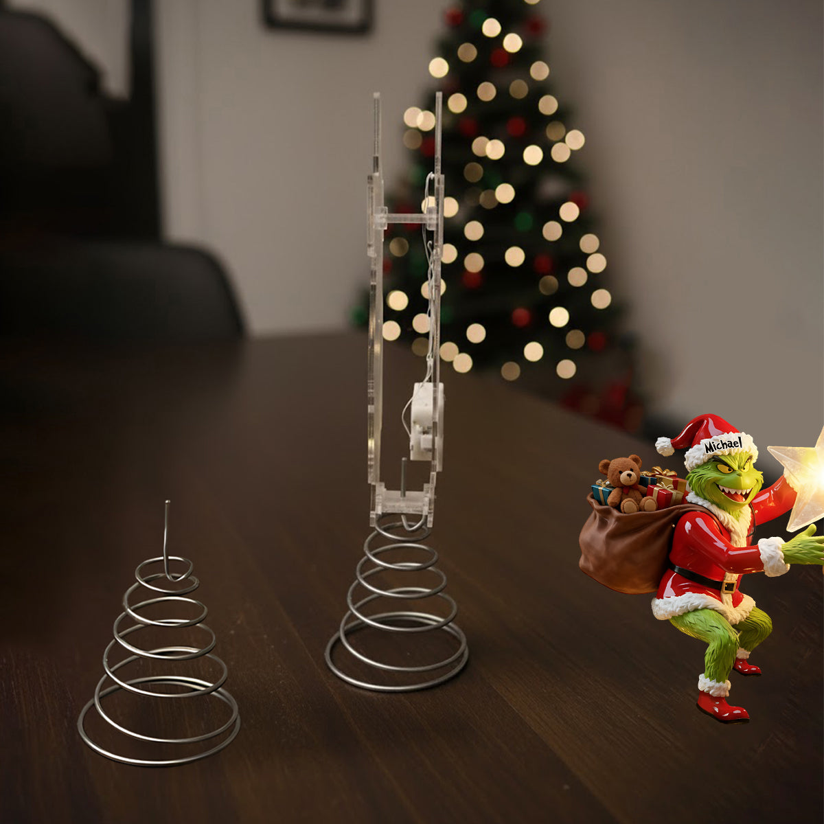 Merry Grinchmas - Personalized Stole Christmas LED Light Tree Topper