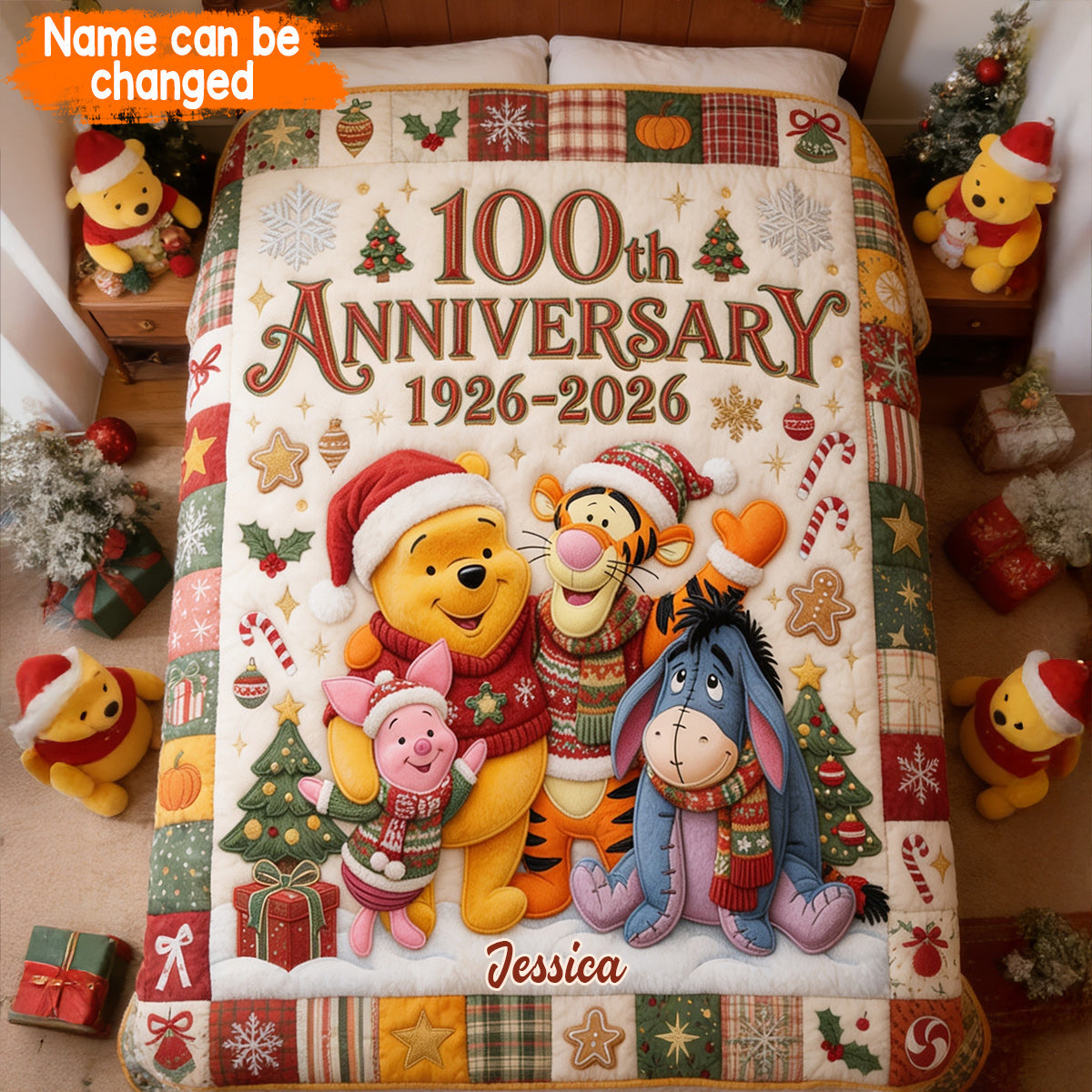 100th Anniversary - Personalized Yellow Bear Blanket