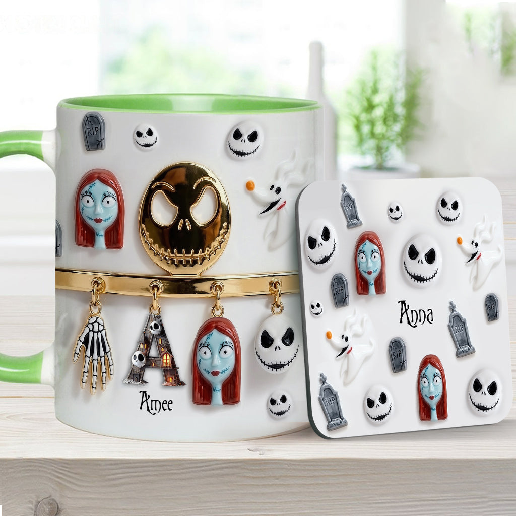 Initial Name Letter - Personalized Nightmare Accent Mug & Coaster