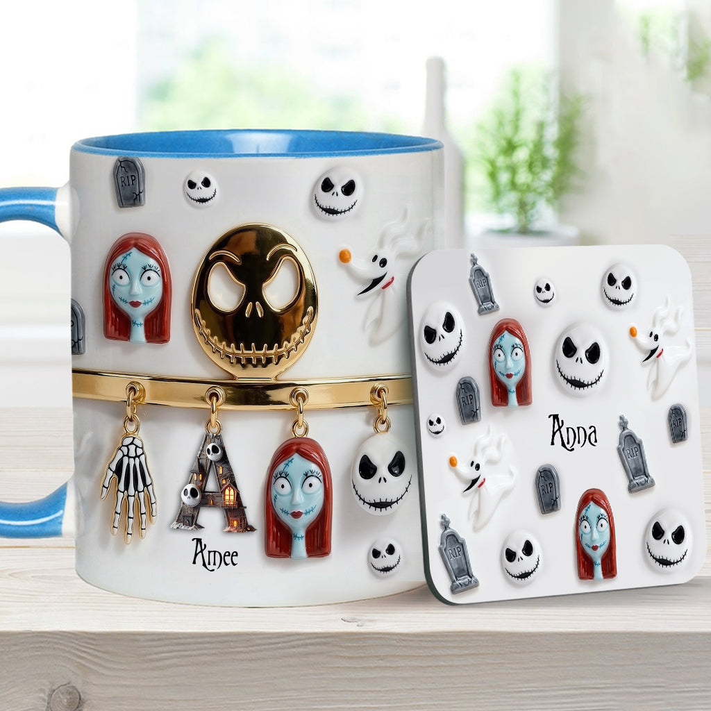 Initial Name Letter - Personalized Nightmare Accent Mug & Coaster