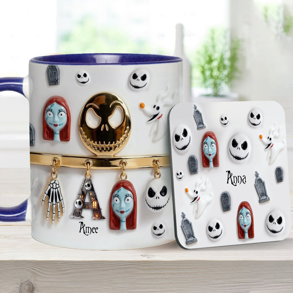 Initial Name Letter - Personalized Nightmare Accent Mug & Coaster