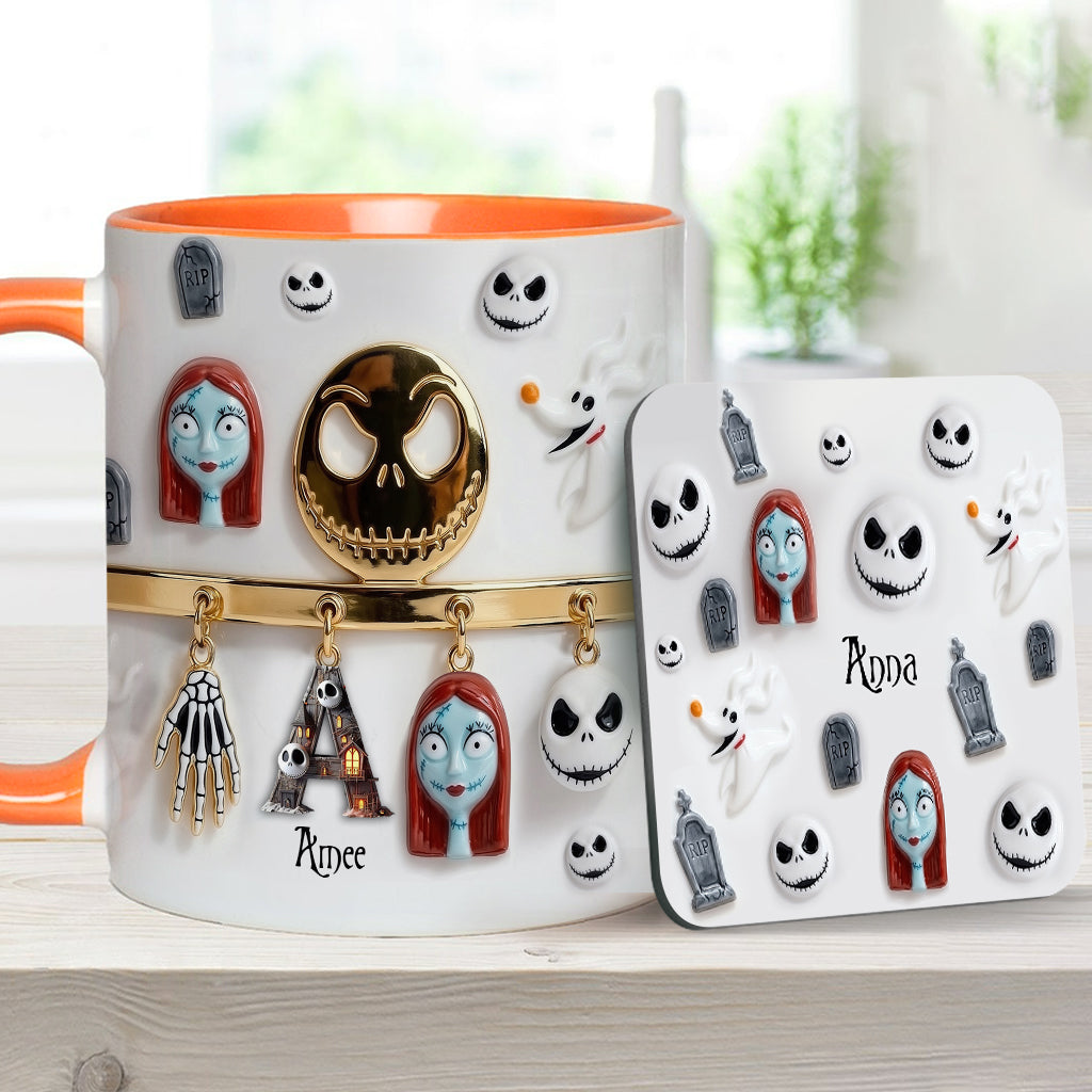 Initial Name Letter - Personalized Nightmare Accent Mug & Coaster