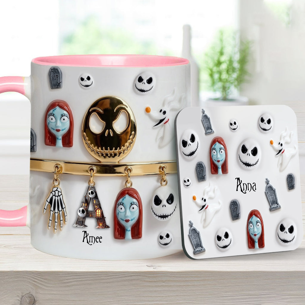 Initial Name Letter - Personalized Nightmare Accent Mug & Coaster