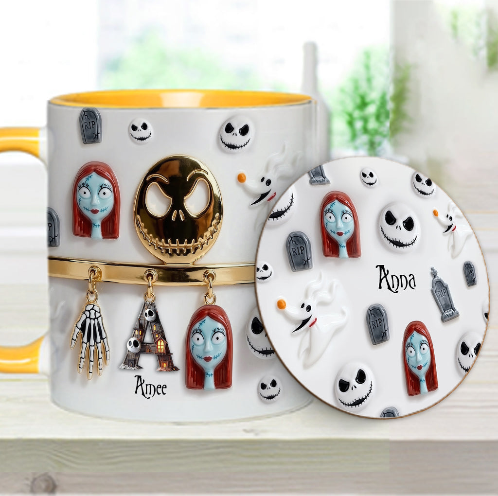 Initial Name Letter - Personalized Nightmare Accent Mug & Coaster