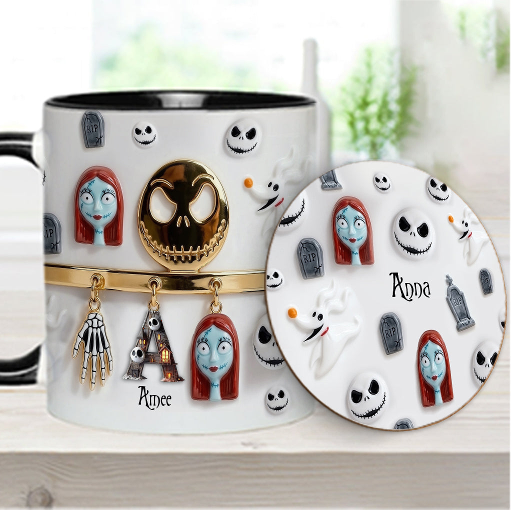 Initial Name Letter - Personalized Nightmare Accent Mug & Coaster