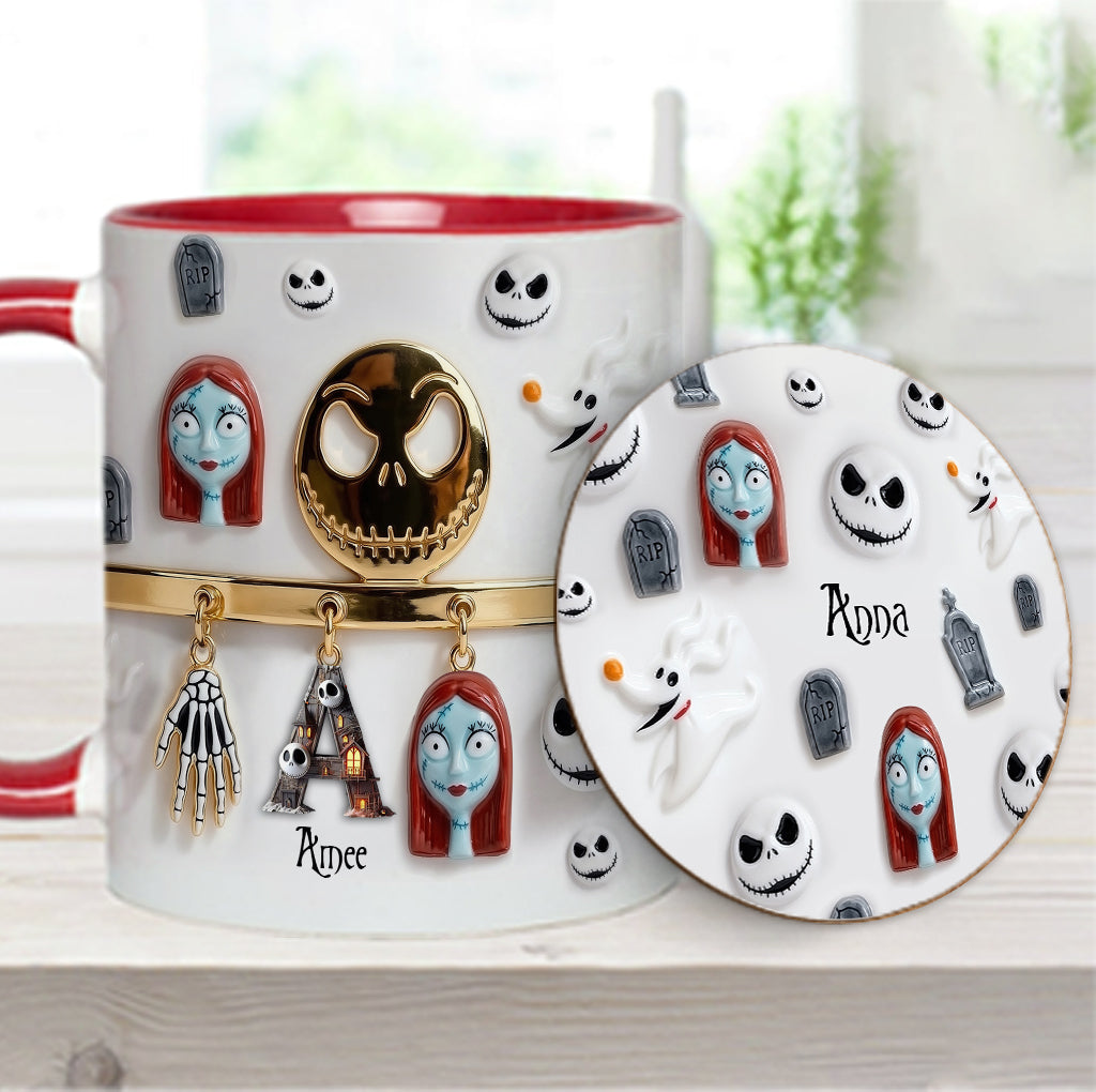 Initial Name Letter - Personalized Nightmare Accent Mug & Coaster