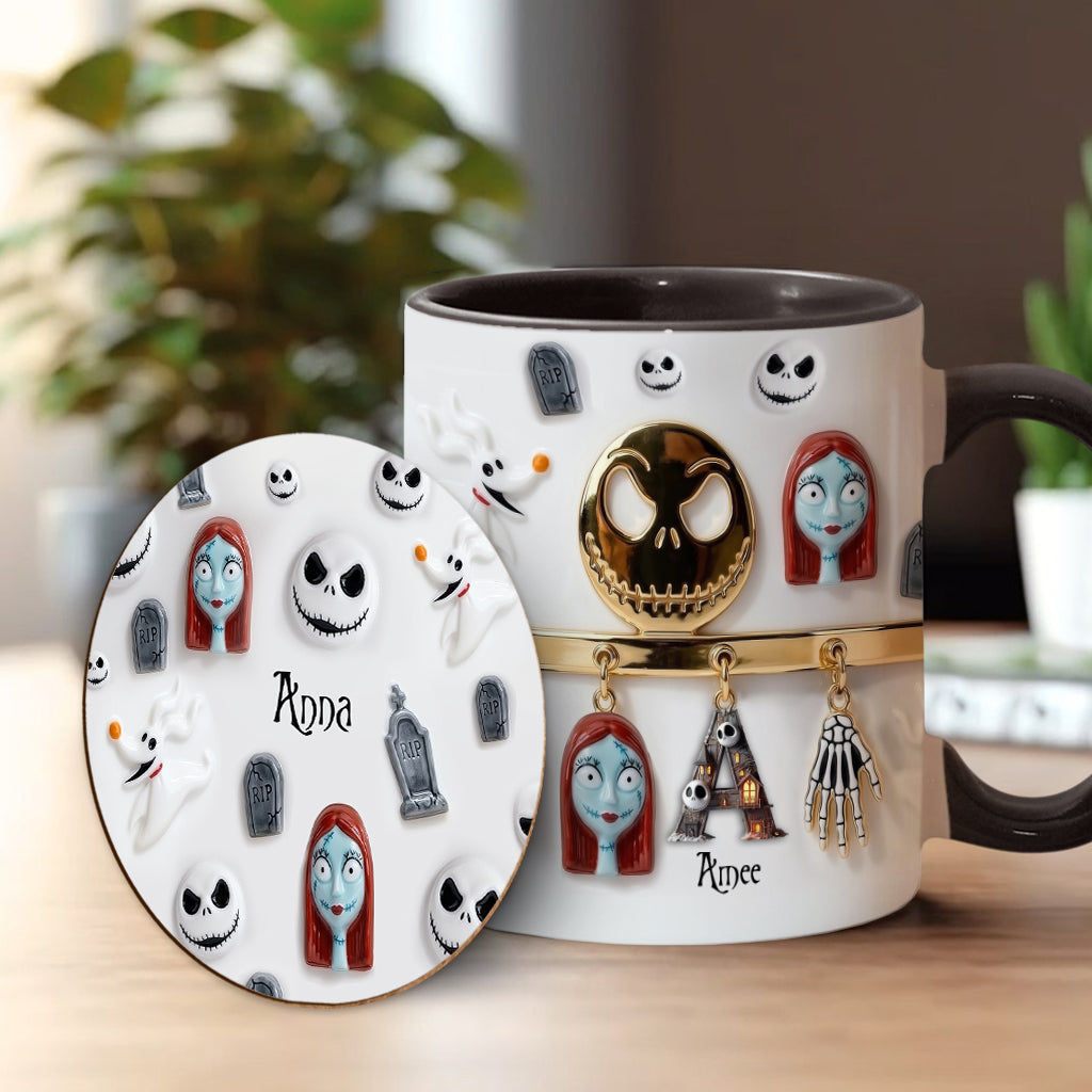 Initial Name Letter - Personalized Nightmare Accent Mug & Coaster