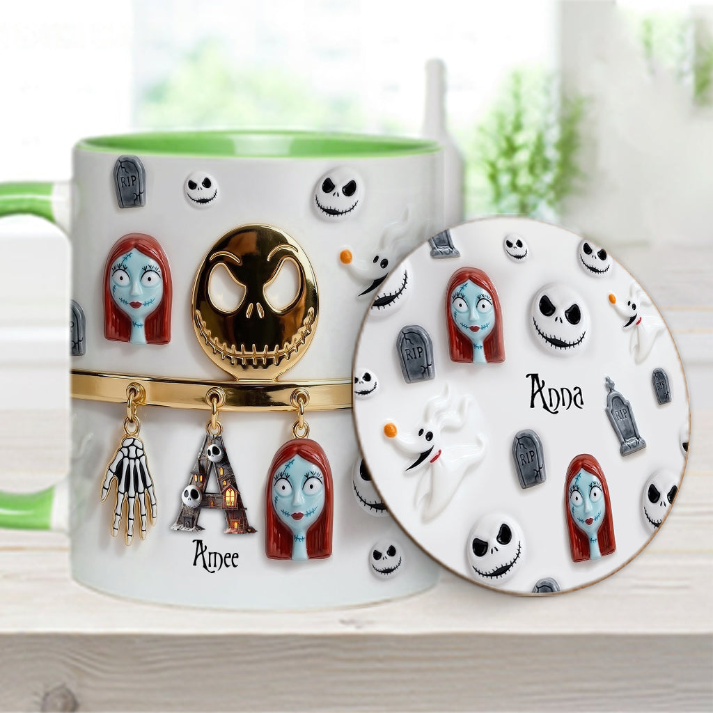 Initial Name Letter - Personalized Nightmare Accent Mug & Coaster