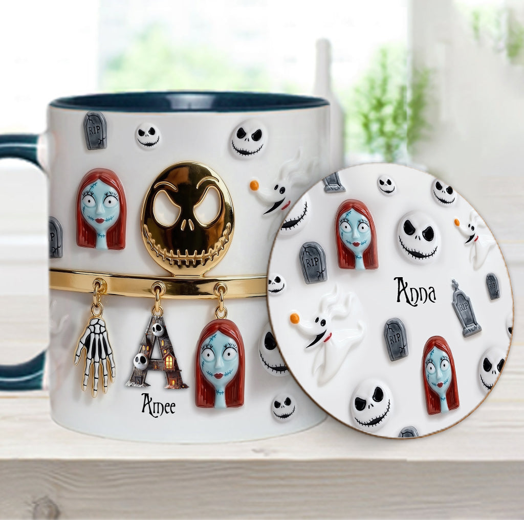 Initial Name Letter - Personalized Nightmare Accent Mug & Coaster