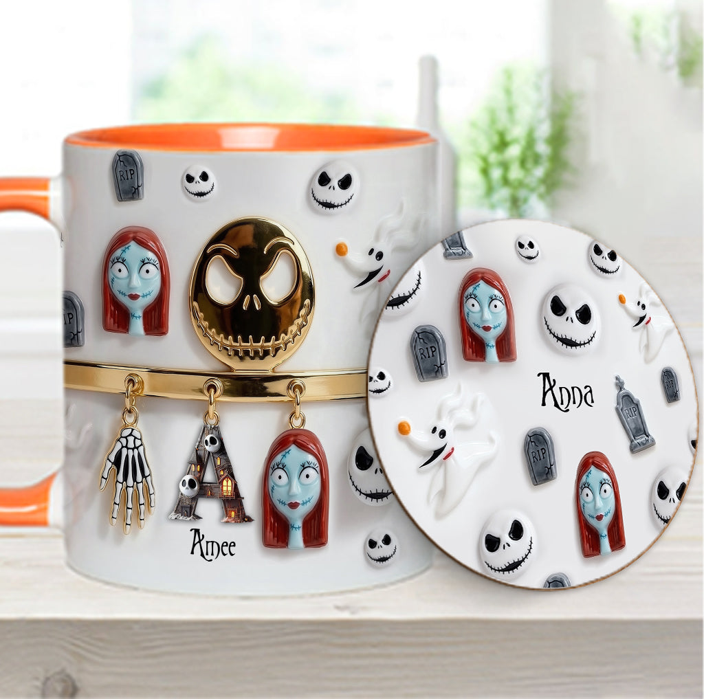 Initial Name Letter - Personalized Nightmare Accent Mug & Coaster