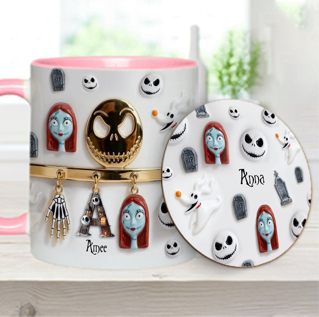 Initial Name Letter - Personalized Nightmare Accent Mug & Coaster