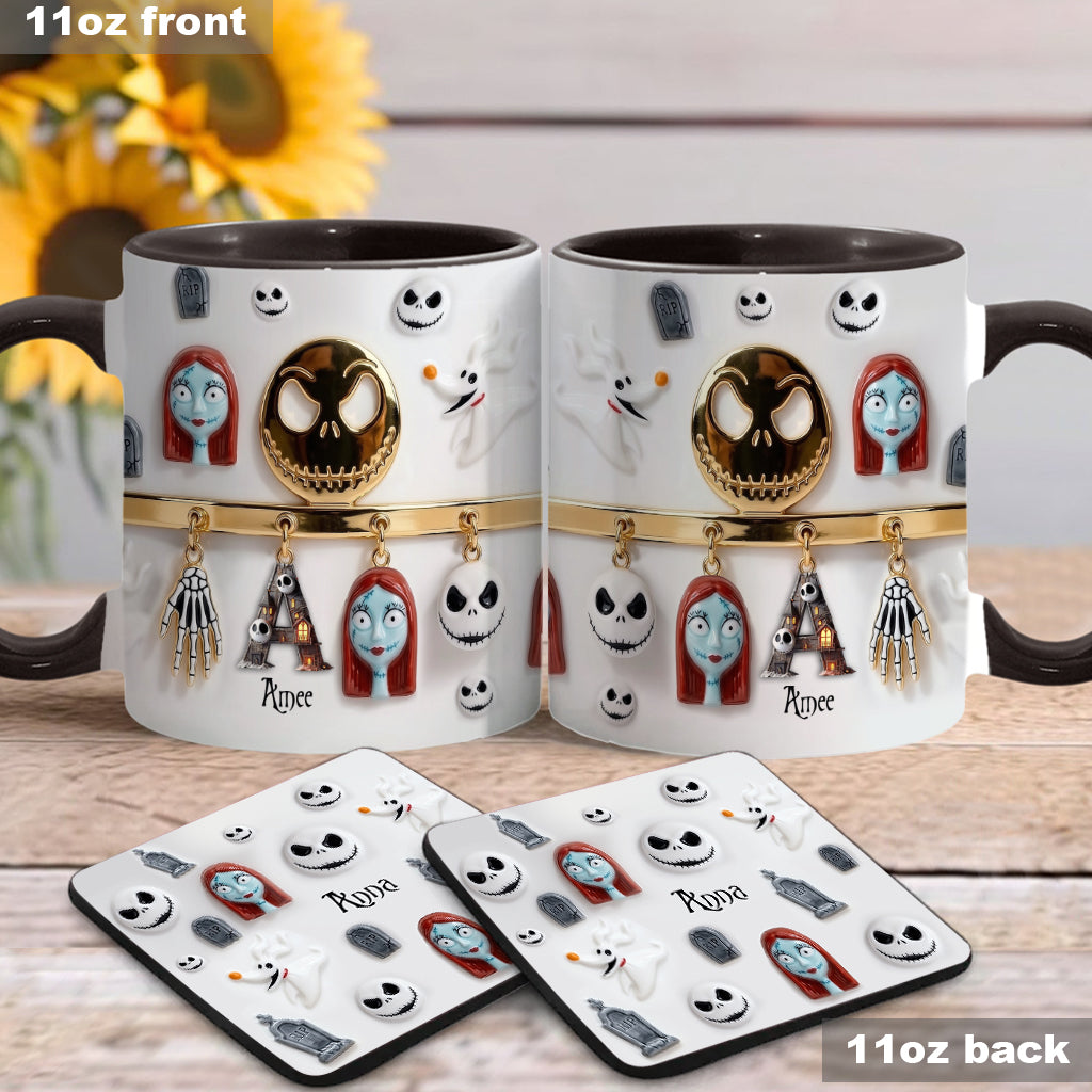 Initial Name Letter - Personalized Nightmare Accent Mug & Coaster