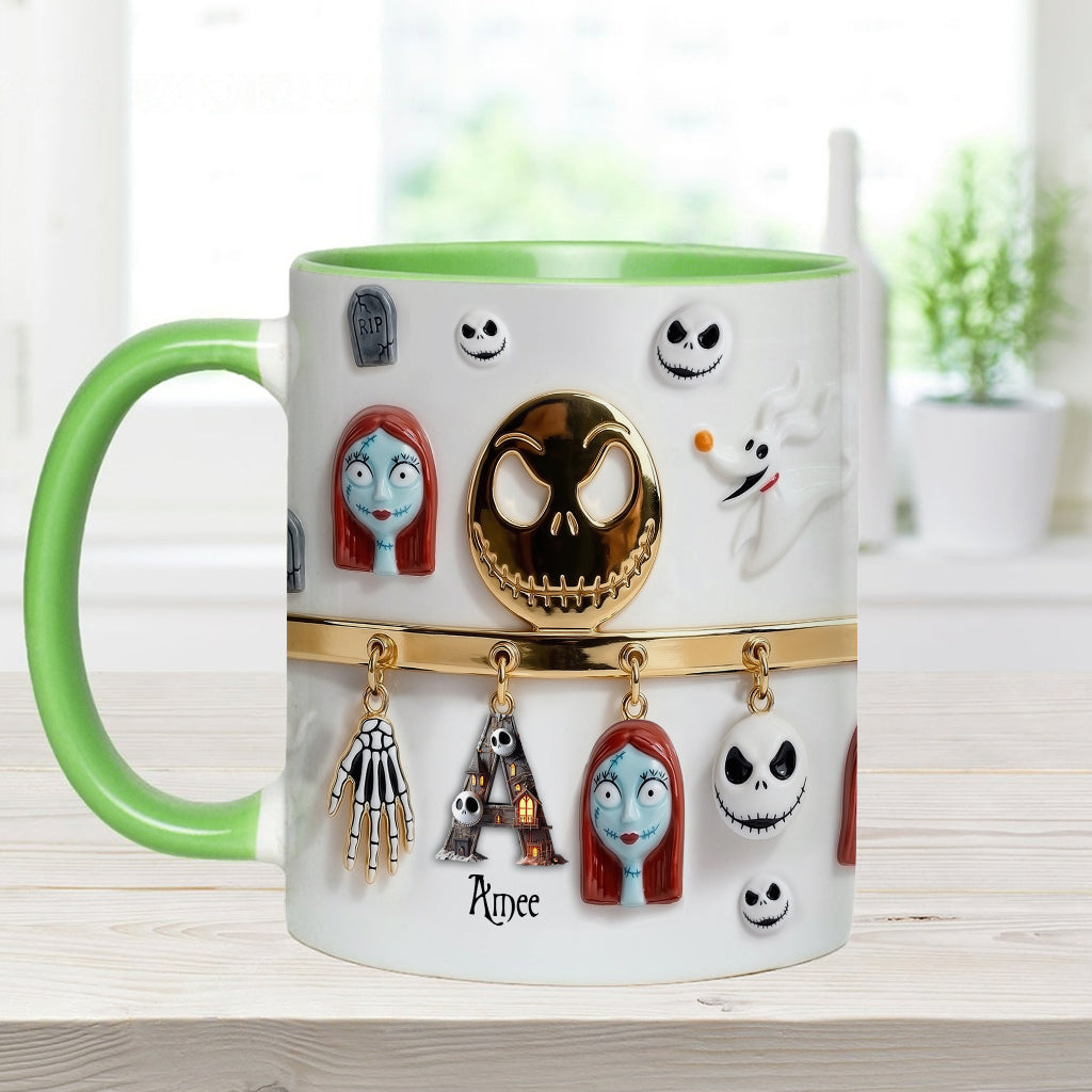 Initial Name Letter - Personalized Nightmare Accent Mug & Coaster