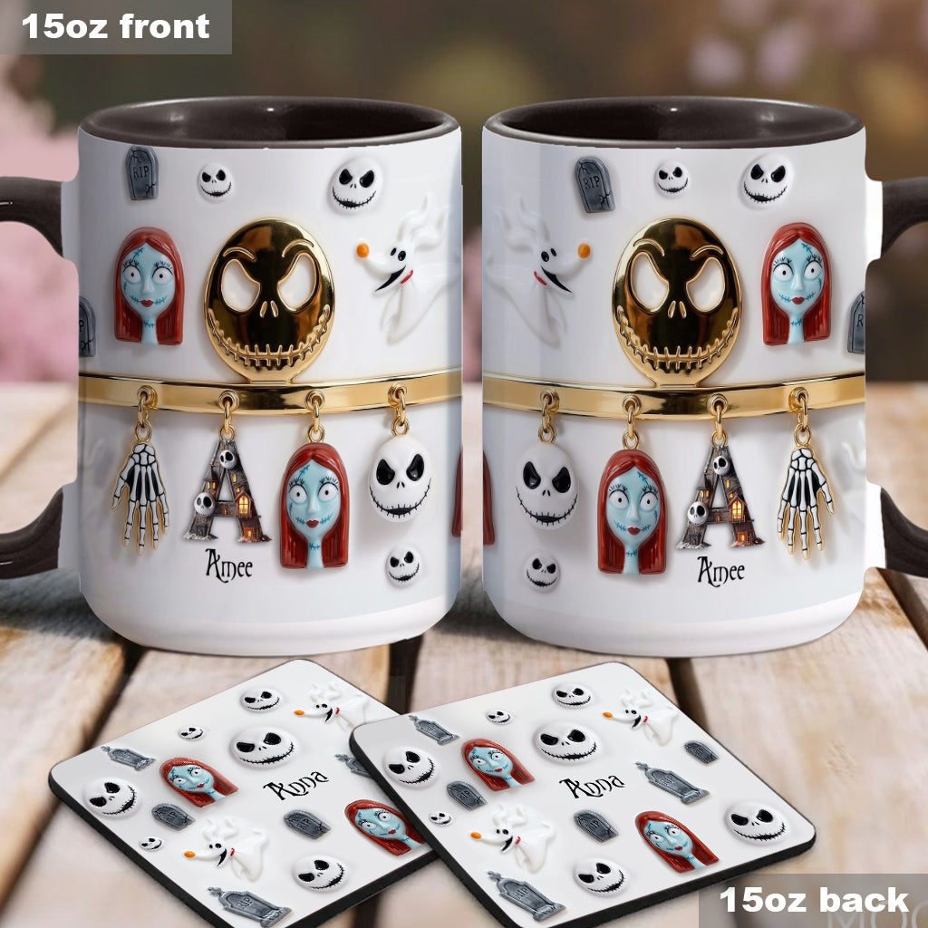 Initial Name Letter - Personalized Nightmare Accent Mug & Coaster