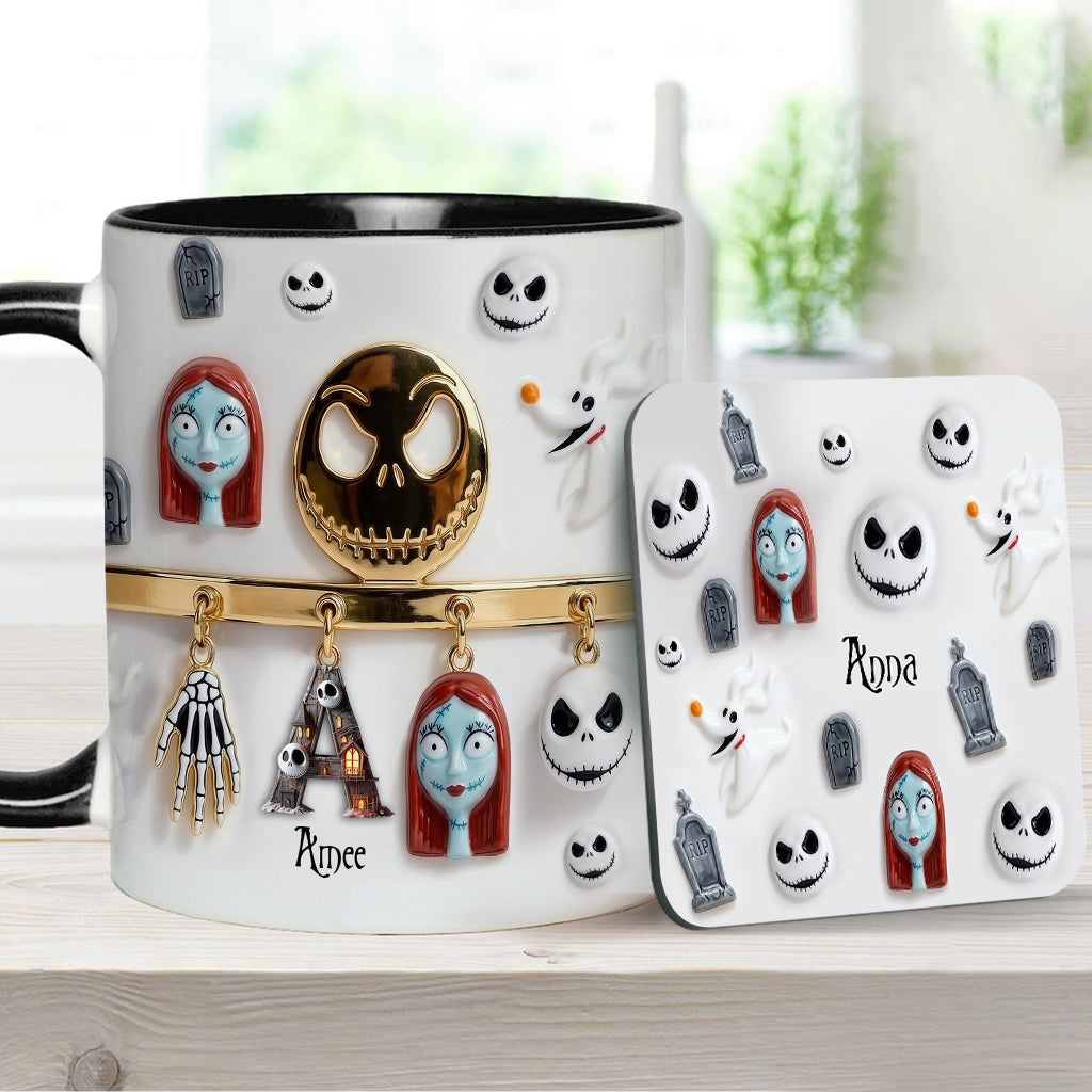 Initial Name Letter - Personalized Nightmare Accent Mug & Coaster