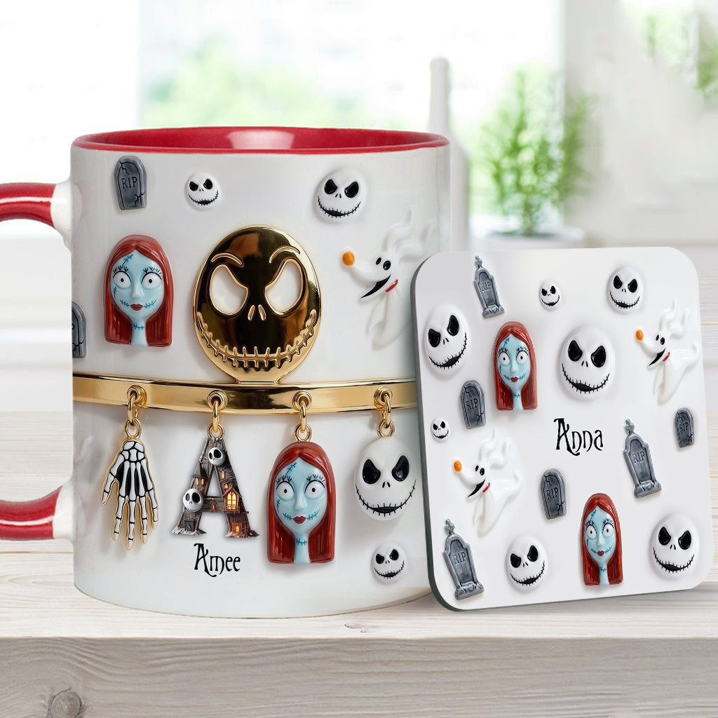 Initial Name Letter - Personalized Nightmare Accent Mug & Coaster