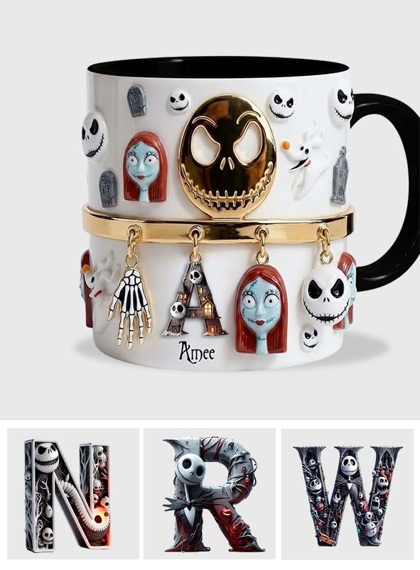 Initial Name Letter - Personalized Nightmare Accent Mug & Coaster