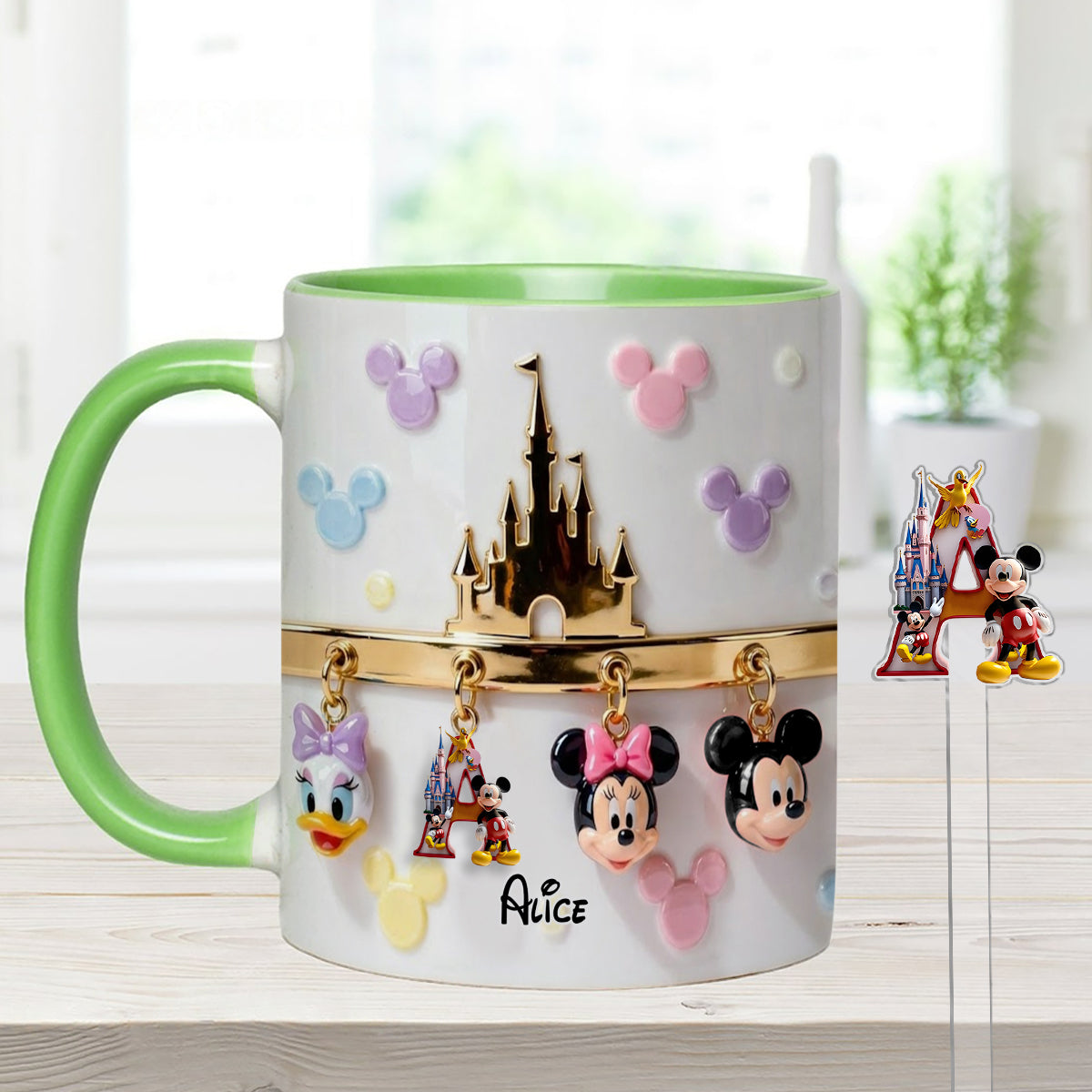 Magical Initial Name Letter - Personalized Mouse Set Accent Mug With Acrylic Stirrers