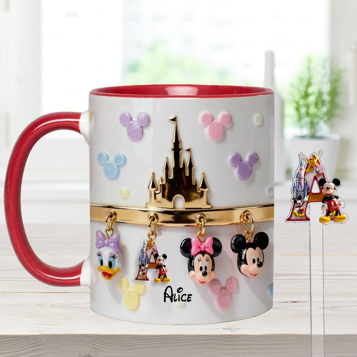 Magical Initial Name Letter - Personalized Mouse Set Accent Mug With Acrylic Stirrers