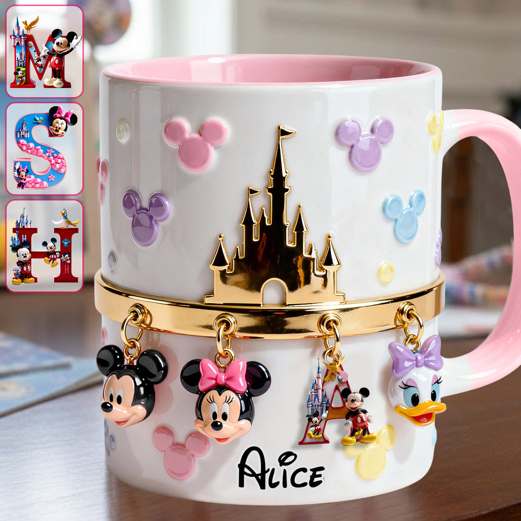 Magical Initial Name Letter - Personalized Mouse Accent Mug & Coaster